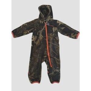 Columbia Infant Fleece Camo Hooded Jumpsuit Orange Zipper -‎ 12-18 Months
